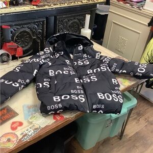 Hugo Boss Kids Black and White Puffer Jacket